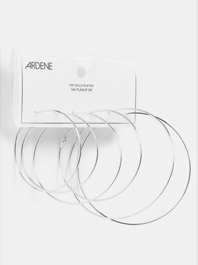 ARDENE // 14kt White Gold Plated Hoop Earring Set - 2 Pairs